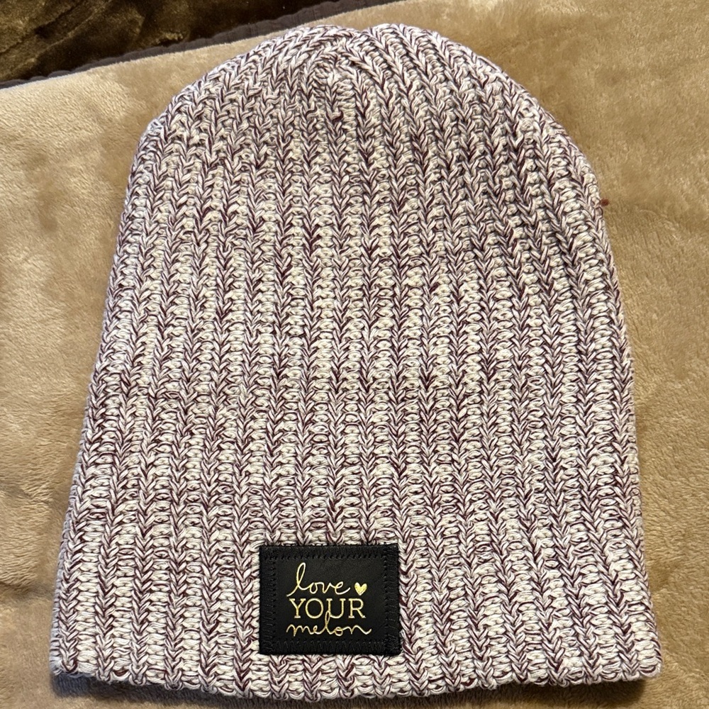 Love Your Melon Purple and Cream Beanie